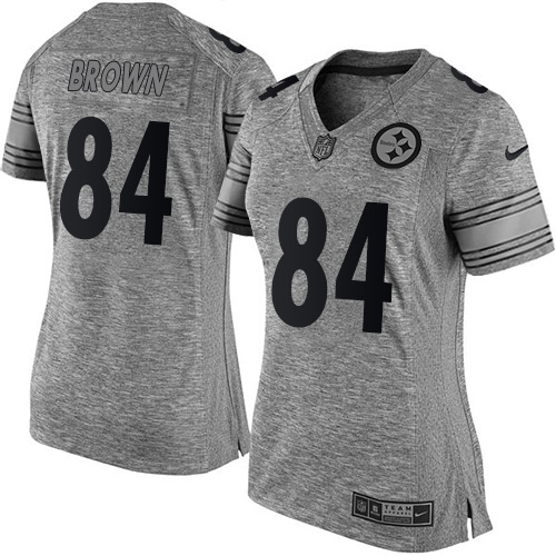 Women's Elite Antonio Brown Nike Jersey Gray - #84 Gridiron NFL Pittsburgh Steelers